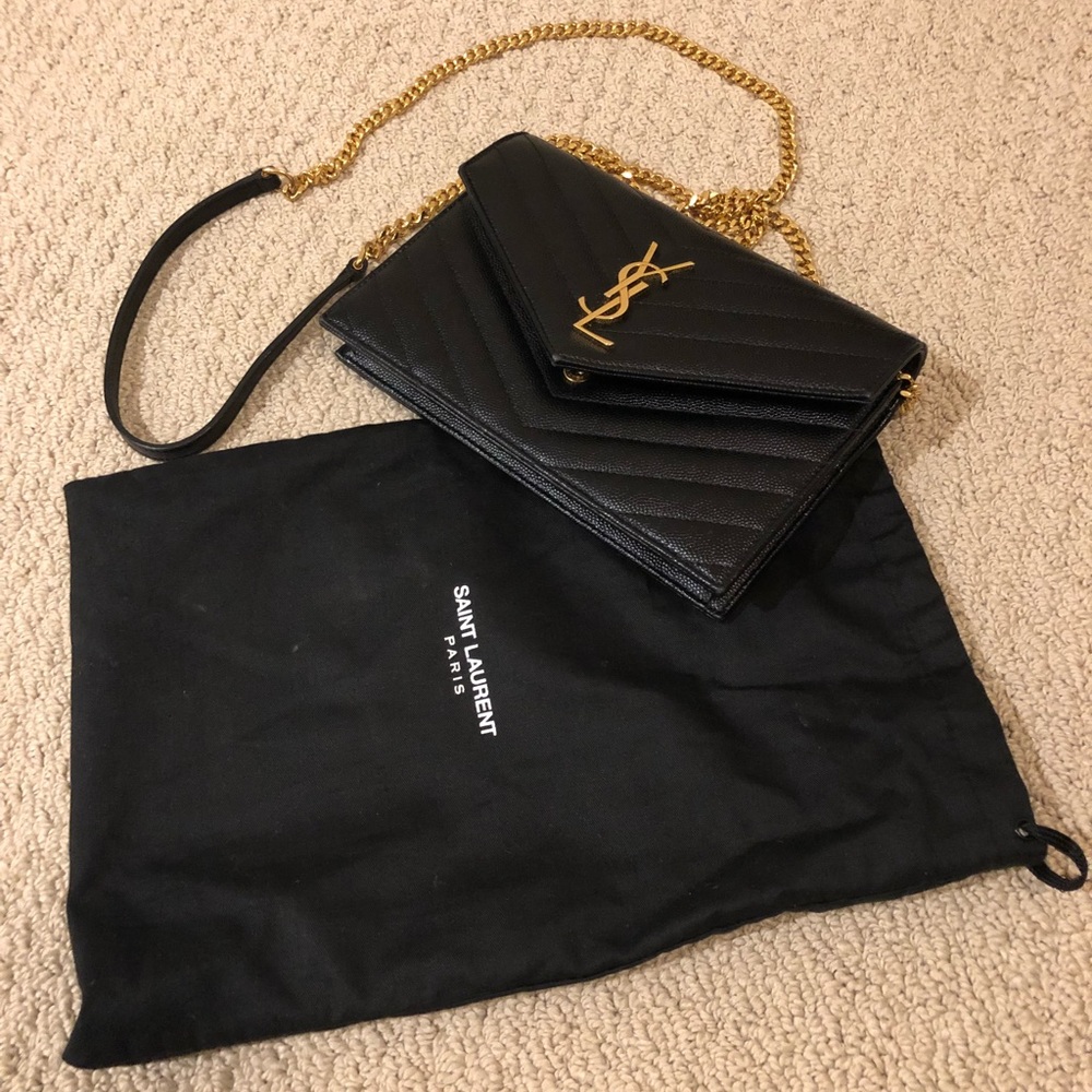 Ysl wallet on chain black w/ gold hardware!!
